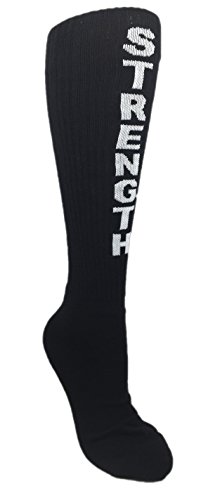 MOXY Socks Strength Knee-High Performance Athletic Socks, Black and White Over-the-Calf Training Socks, Breathable Cotton Nylon Blend, Arch and Ankle Support, Grip Bottom, Stay-Up Fit