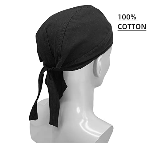 Image of Cotton Doo Rag Skull Cap Sweat Wicking Head Wraps Breathable Helmet Liner Beanie Dew Rags for Men