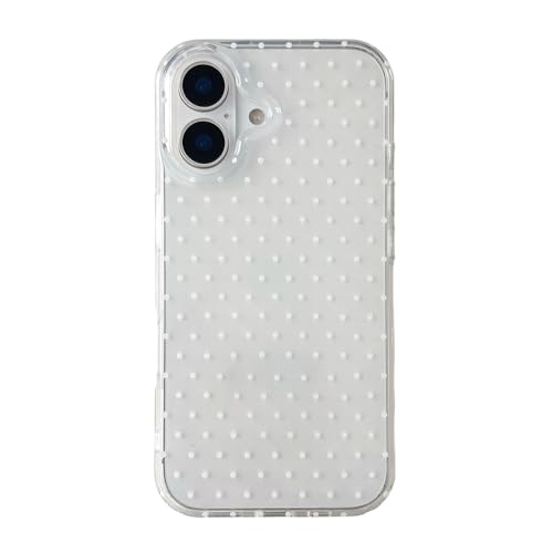 QLTYPRI Funda para iPhone 16, bonito patrón de lunares, protección de cámara elevada, TPU duradero, delgada, a prueba de golpes, funda protectora para niñas y mujeres, transparente