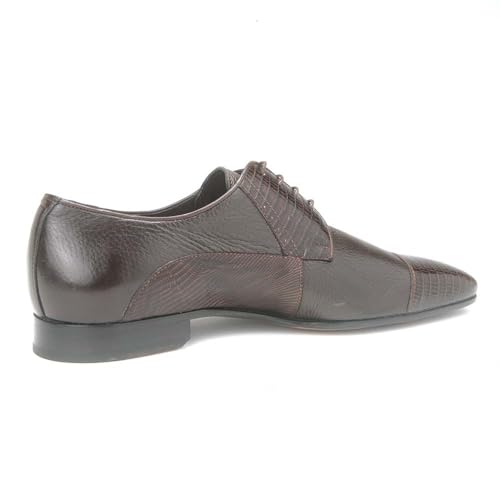 Image of Mario Manzoni Brown Genuine Deer Skin & Lizard Print Oxford Shoes - Size 12=45