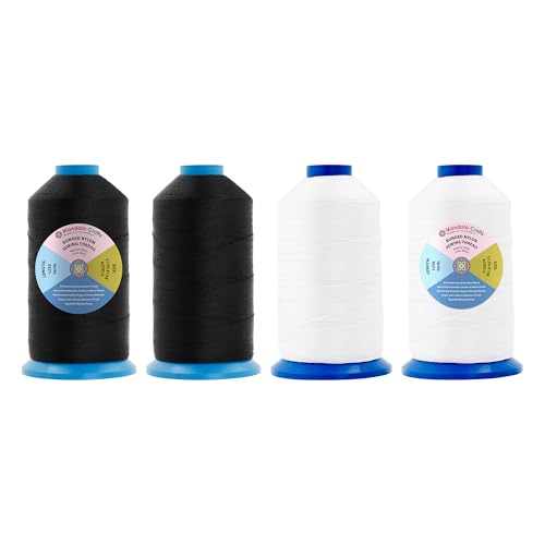 Mandala Crafts Size 138 420D T135 Black White Bonded Nylon Thread, 5000 YDs