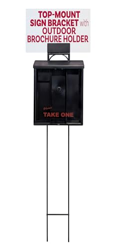 Mediz Outdoor Real Estate Brochure Box with Sign Topper Bracket, Holds 250, 8.5 x 11 Document Flyer & 60 Business Cards, Attach a Sign Securely on Top (Brochure Box with Sign Bracket - 1 Pack)