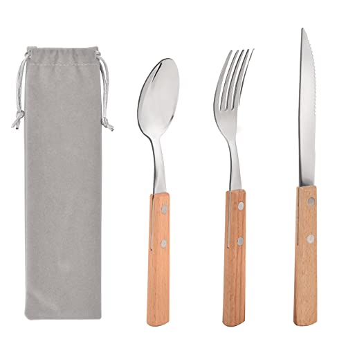 Juego de cubiertos de viaje con funda, juego de cubiertos de camping, juego de utensilios portátiles de acero inoxidable con bolsa organizadora portátil, para camping, escuela, picnic, oficina Cover