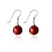 Lureme 10mm Perfect Round Red Natural Stone Silver Tone French Hook Drop Earrings for Women 02001504