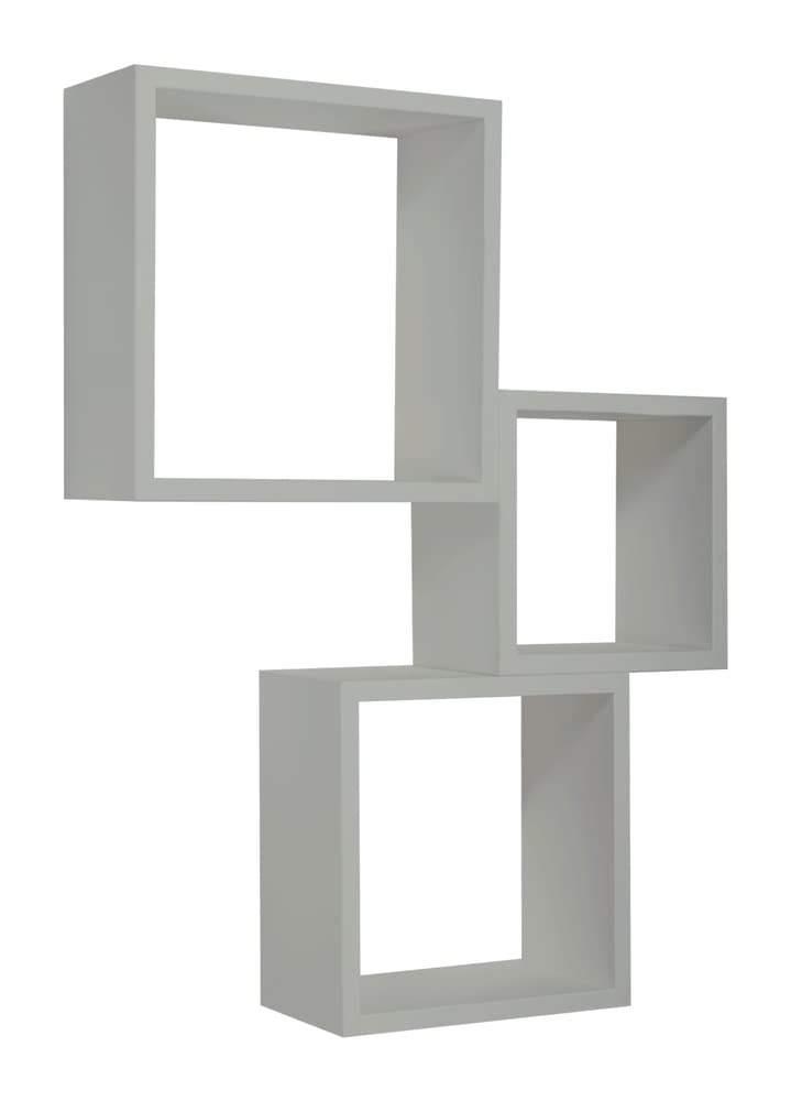 MODULARREDO | Incubo Set di 3 Mensole da Muro, 35x35 p15.5 cm 30x30 p15.5 cm e 25x25 p15.5 cm, Grigio Sasso