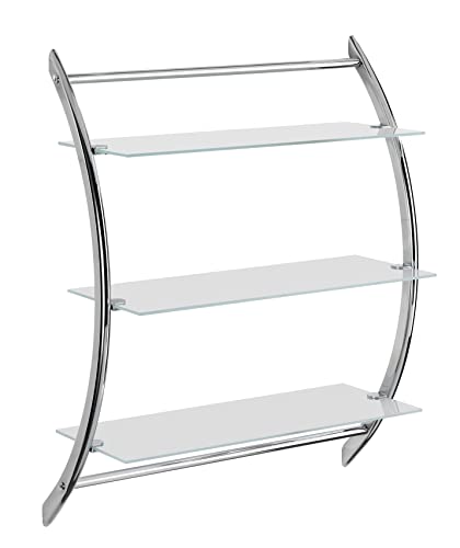 WENKO Wandregal Vermont Chrom mit 3 Glasablagen - Badregal, Stahl, 57 x 71 x 22 cm, Silber / Transparent WENKO Wandregal Vermont Chrom mit 3 Glasablagen - Badregal, Stahl, 57 x 71 x 22 cm, Silber / Transparent