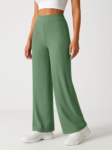 Image of Pinkmint Women's Poly Lycra Trouser, High Waist Flared Korean Trousers, Trendy Casual Wear for Daily & Travel Use (Available in Plus Size)