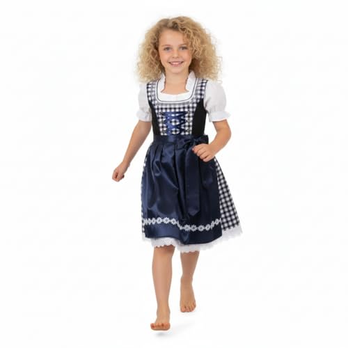 Alte Liebe Mädchen Dirndl Set 3-teilig Klassisches Kinder Trachtenkleid mit Bluse & Schürze Oktoberfest/Festlich 92152 (DE/NL/SE/PL Numerisch 140 Regular)