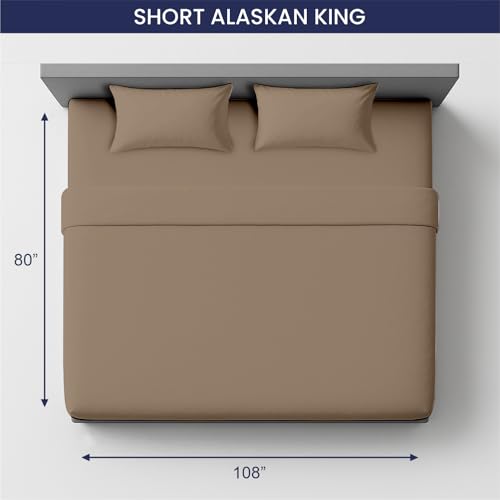 Image of SGI 108 inchx80 inch 4 Pc Short Alaskan King Sheet Set 600 TC 18 inch Deep, Taupe