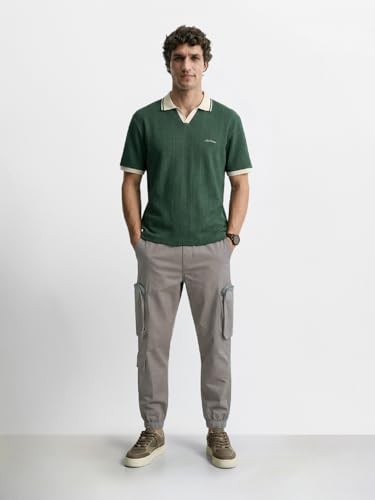 Image of The Indian Garage Co Men Mid-Rise Stretchable Relaxed Fit Cargo Joggers
