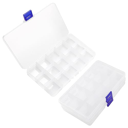 uxcell 3 PCS Plastic Fishing Lure Box Organizer Clear Fishing Tackle Box Trays Small Angling Accessory Case Storage Fishing Bait Box with Dividers, 15 Compartments