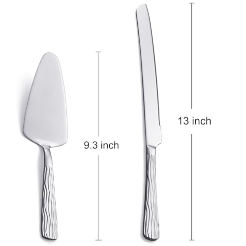Cake Knife Set, 33cm Stainless Steel Long Cake Cutting Knife & 24cm Cake Server, Wedding Cake Cutter Utensils for Birthday Anniversary Party (Silver) - Image 3