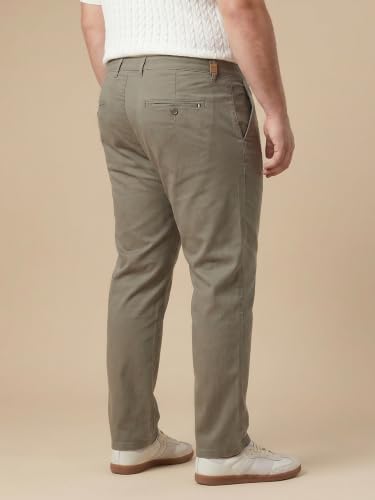 Image of Thomas Scott Men's Smart Plus Size Regular Fit Solid 100% Cotton Chinos Trouser with 4 Pockets | Woven Casual Pants