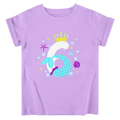Image of Lovekider Girls Birthday T Shirts Cotton Short Sleeve T-Shirts Tee Party Clothing 3-6 Years