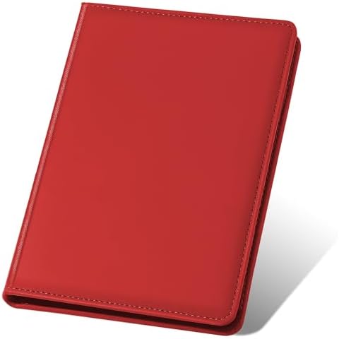 Lcjtop Junior Padfolio Portfolio with 5 x 8 Writing Pad, A5 Business Portfolio Binder Folder Organizer Case for Men Women, Red Cover