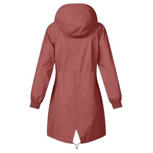 KOG Regenjacke für Damen Wasserdicht Übergangsjacke Casual Herbstjacke Jacke Einfarbig Bekleidung Frau Regenponcho Oversize Trainingsjacke Atmungsaktiv Sport Jacke Steppjacke Rot XXL
