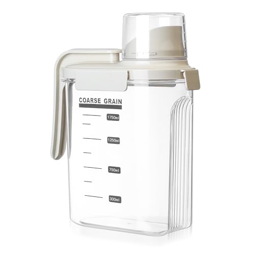 pzihao Boite de Rangement Cuisine, 1,5 L Boite Cereales Hermetique, Boîtes de Conservation, Boites Alimentaires Hermétiques, Conteneur de Stockage avec Verre...