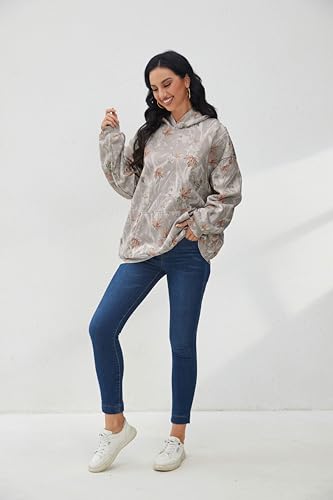 Image of Dsewpaur Camo Hoodie For Women Oversized Long Sleeve Drop Shoulder Fleece Hooded Sweatshirt Pullover With Pocket Outfits