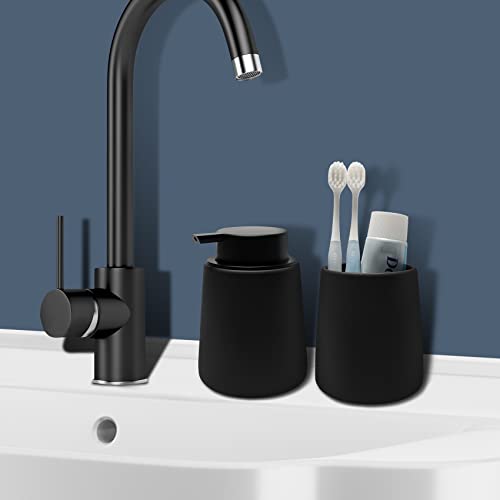 Toozfo Soap Dispenser Ceramic With Easy-To-Press Pump Hand Lotion Dispenser For Shampoo Bathroom Kitchen 12 Oz Black #TOP1
