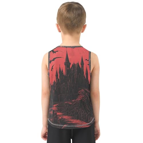 JUNZAN Goth Vampire Castle Boys Tank Tops Sleeveless Kids Vest Toddler Boy Shirts for Running Workout Beach 3T3