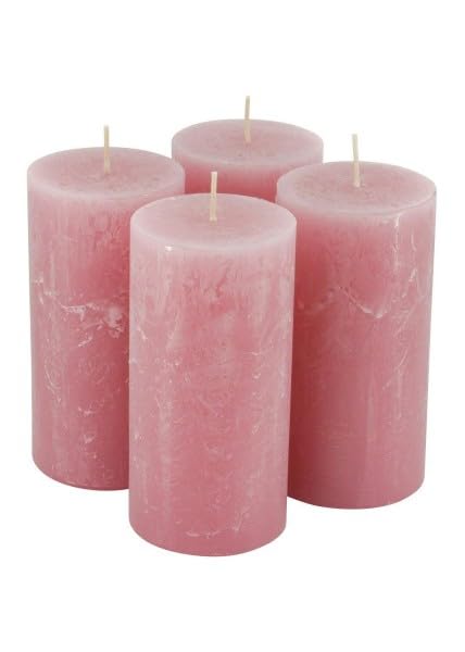 Candele Rustiche Da Tavolo - Confezione Da 6 Pezzi, Altezza 18 Cm, Durata 8 Ore, Colore Rosa Antico - Foto 3