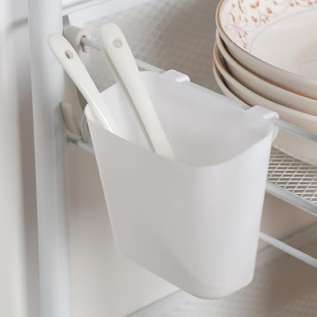 Slim Fruit Cart Fruit Basket Stand Vegetable Holder Stand for Kitchen Metal Wire Fruit Basket Organizer Stand for Kitchen Produce Storage Bins Rack, 6 Hooks & 2 Side Rack (White, 5-Layers)-aWNAGaaI