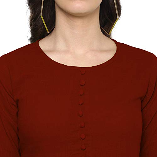 Image of Cotton Plain and Solid Bell Sleeve A-Line Short Round Neck Flared Tunic Top for Girls Women