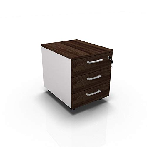 One Living - Cajonera de oficina con ruedas, cajonera con tres cajones L 42 x P 56 x H 51 cm