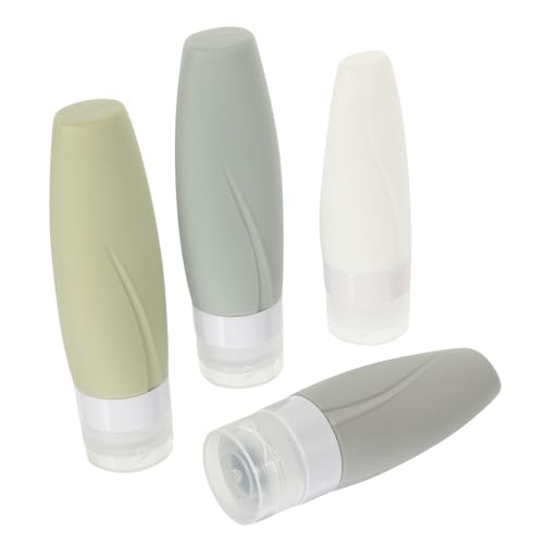 Housoutil 4個 シリコン製旅行用トラベルシャンプーボトル 浅灰 乳白 新青 新緑 軽量コンパクト詰め替え用液体容器漏れ防止耐久性あり化粧品