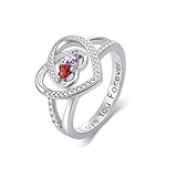 Heart Garnet and Alexandrite Rings January and June Birthstone Branch Statement Promise Band Rings Anniversary Jewelry Bridal Wedding Engagement Eternity Valentine's Mothers Day Birthday Gifts for Women Her Wife
