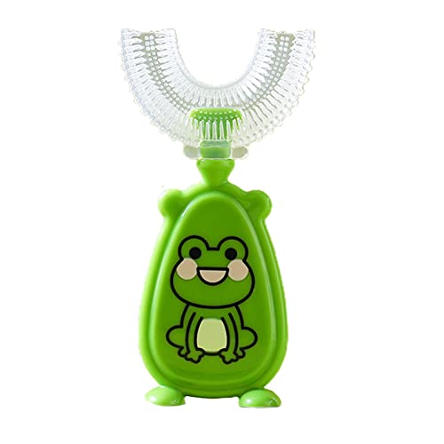 KOqwez33 Electric Toothbrush with U-Shaped Toothbrush, Whitening Massage Kids Deeply Cleaning Soft Brush Hair Lightweight Teeth for Toddlers - Green 2-7Years