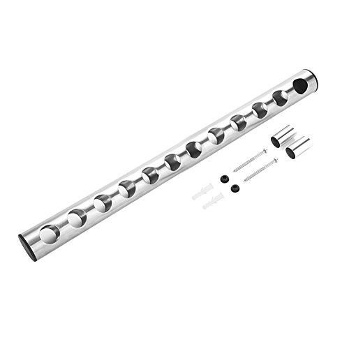 SOULONG - Portabottiglie per Bottiglie di Vino, 2 Tipi, in Acciaio Inox, Montaggio a Parete, per Cucina, casa, Bar, mensole per Vino, Colore: Argento, 12 Holes