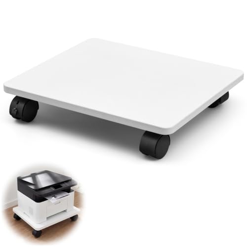 Image of Beeveer 1 Pcs White Under Desk Printer Stand 15.8 x 13.8 x 3.2 Inches