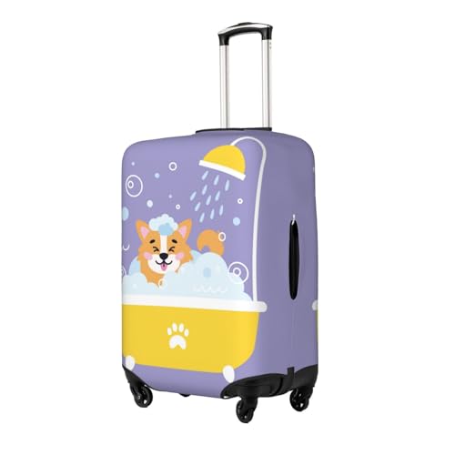 Corgi Washing In Bathtub Luggage Cover Protector Anti-Scratch Washable Fits 18-32 Inch Luggage-Medium2