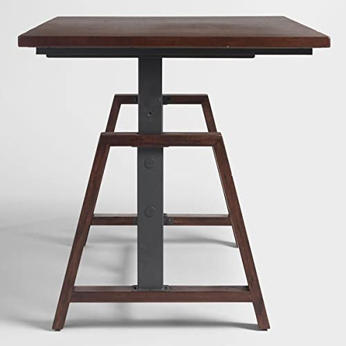 Another side view of the adjustable height table, highlighting the sturdy construction and height adjustment points.