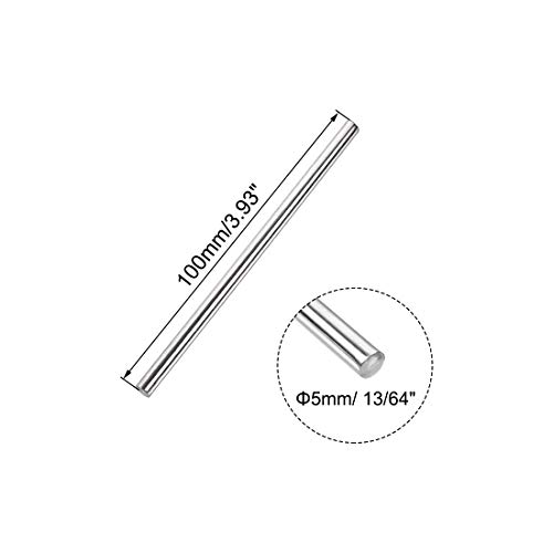Image of uxcell 5mm x 100mm 304 Stainless Steel Solid Round Rod for DIY Craft - 2pcs
