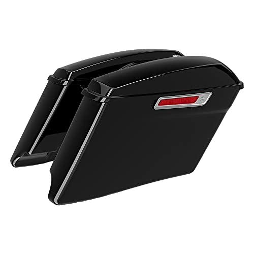Alforjas duras SLMOTO para motocicleta, alforjas duras estiradas de 4 pulgadas para Harley Touring Street Glide FLT FLHT FLHTCU FLHRC Road King 2014-2023, color negro miniatura 1