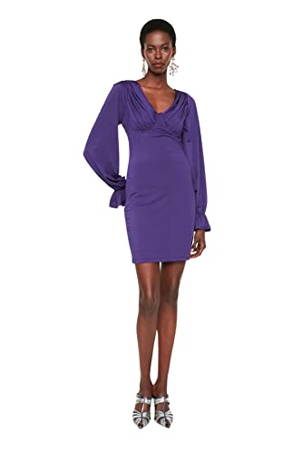 Trendyol Midi A-Line Regular Dress Vestido, Plum, 38 para Mujer