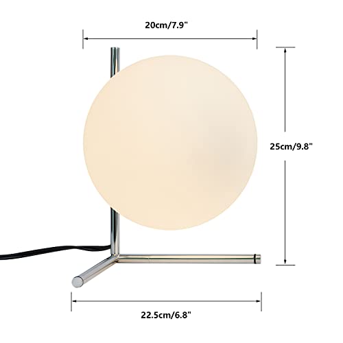Bokt Modern Globe Table Lamp Chrome Simple Desk Lamp Bedside Nightstand Small Lamp Nordic Creative Design White Glass Ball Reading Lights For Study Living Room Bedroom Children Room Cabinet Farmhouse thumb #1