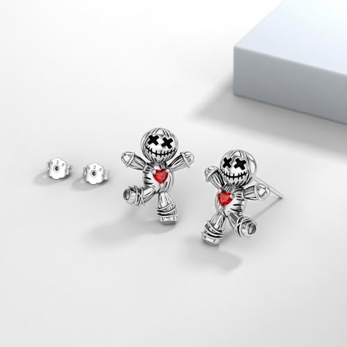 Voodoo Doll Earrings for Women,925 Sterling Silver Gothic Earrings Horror Doll Earrings Jewelry Halloween Christmas Mother's Day2