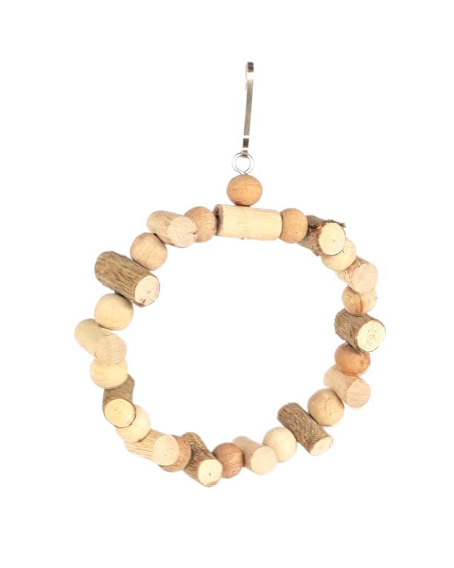 KSK 7.5" Bird Parrot Natural Wooden Beeds & Block Swing Perch Ring Cage Accessories for Small Parrots, Parakeets, Lovebirds, Budgie, Finches (Small) (B01LZOF98P) Amazon Price History, Amazon Price Tracker