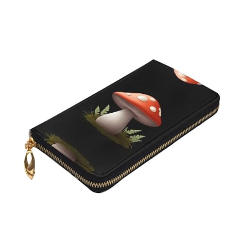 Mushroom Cottage printing Women's leather long handheld wallet large capacity credit card zipper bag3