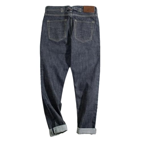 Hcclijo Klassische Jeans Für Herren Vintage-Stil Gerade Dunkle Selvedge-Jeans Denim Blue 31