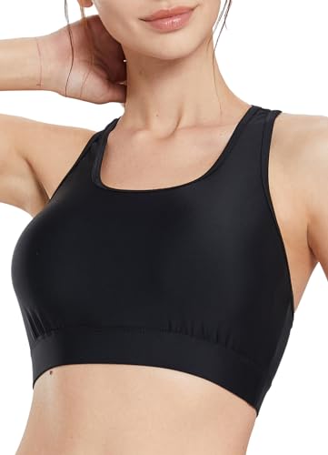 baleaf Women's UPF 50+ Swim Bra Modest Bikini Top Quick Dry Workout Sport Bra Under Rash Guard