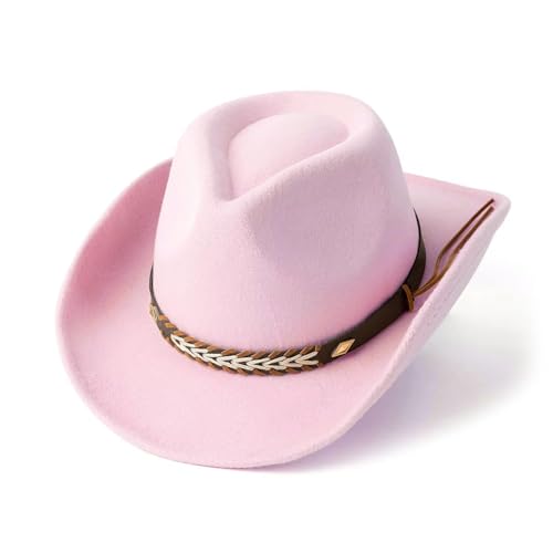Chapeau de western ethnique WWricotta en laine chapeau bord moyen pour activités de plein air