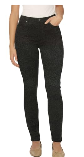 Buffalo David Bitton Women's Hanna Tencel Blend Soft Stretch High Rise Skinny Pants (US, Numeric, 6, Regular, Regular, Black Tonal Leopard)