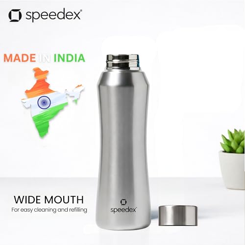 Image of Speedex Stainless Steel Water Bottle 1 Ltr, Leak Proof Screw Cap, BIS Approved 1000 ml Metal Bottle For Daily, Office, School, Gym, Travel Use for Men, Women, Kids, Adults, Silver, Set of 4