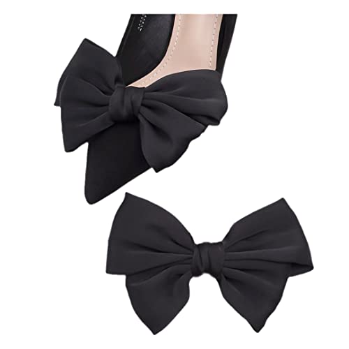 Tsangbaby 2 Pieces Bow Shoe Clips for Women, Satin Bow Knot Shoe Charms Clips Elegant Shoe Buckles Detachable Shoe Accessories Shoes Jewelry Decoration for Wedding Prom Party High Heels