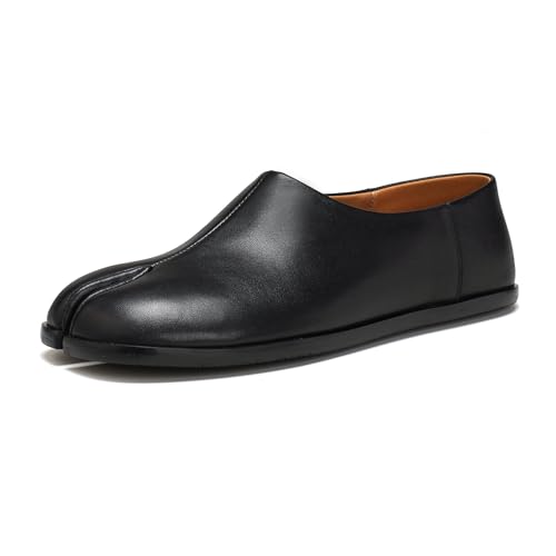 Image of Women's Tabi Leather Loafers Shoes, Split-Toe Ballet Flats Casual Comfort Wide Width Babouche Slip-On Moccasins
