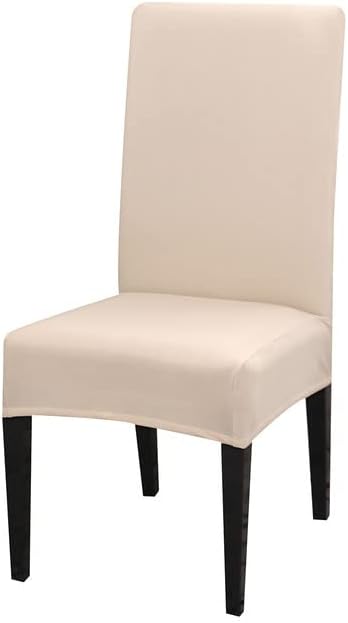 Dining Room Chair Covers Set of 4, Kitchen Stretch Fabric Seat Protector, for Hotel Decorative Chair Slipcovers, Cream